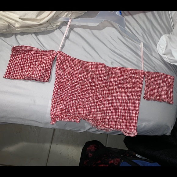 Red Checkered stretchy top - Picture 1 of 2